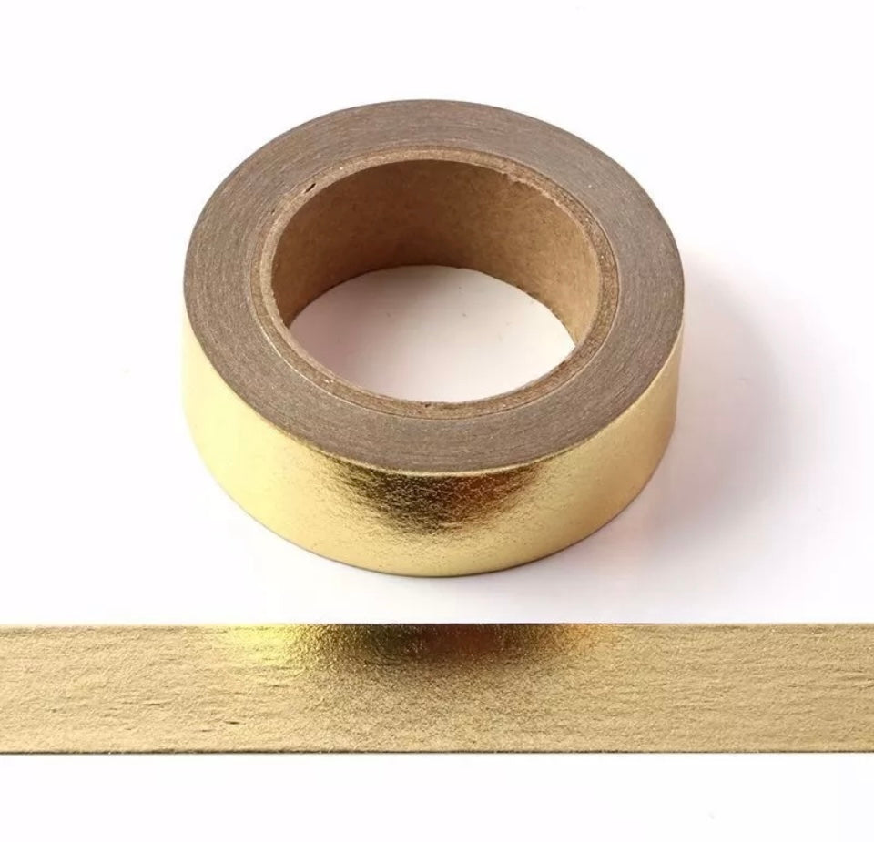 2xGold Solid Foil Washi Tape Decorative Self Adhesive Masking Tape 15mm x 10 mtr