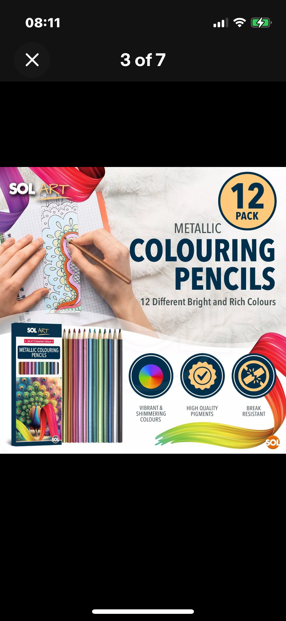 12 Metallic Pencils Intense Assorted Colours Drawing Colouring Artist Art Set