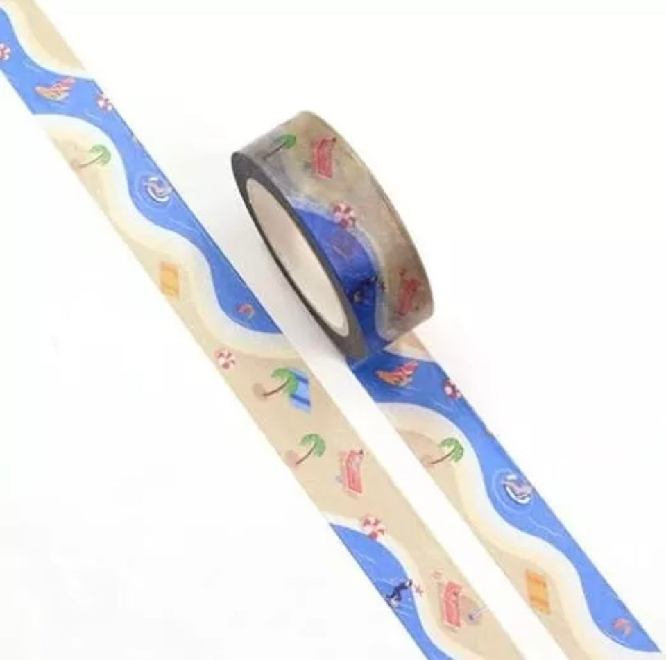 Beach Holiday Vacation Washi Tape UK Quality Masking Tape Crafts Eco Friendly