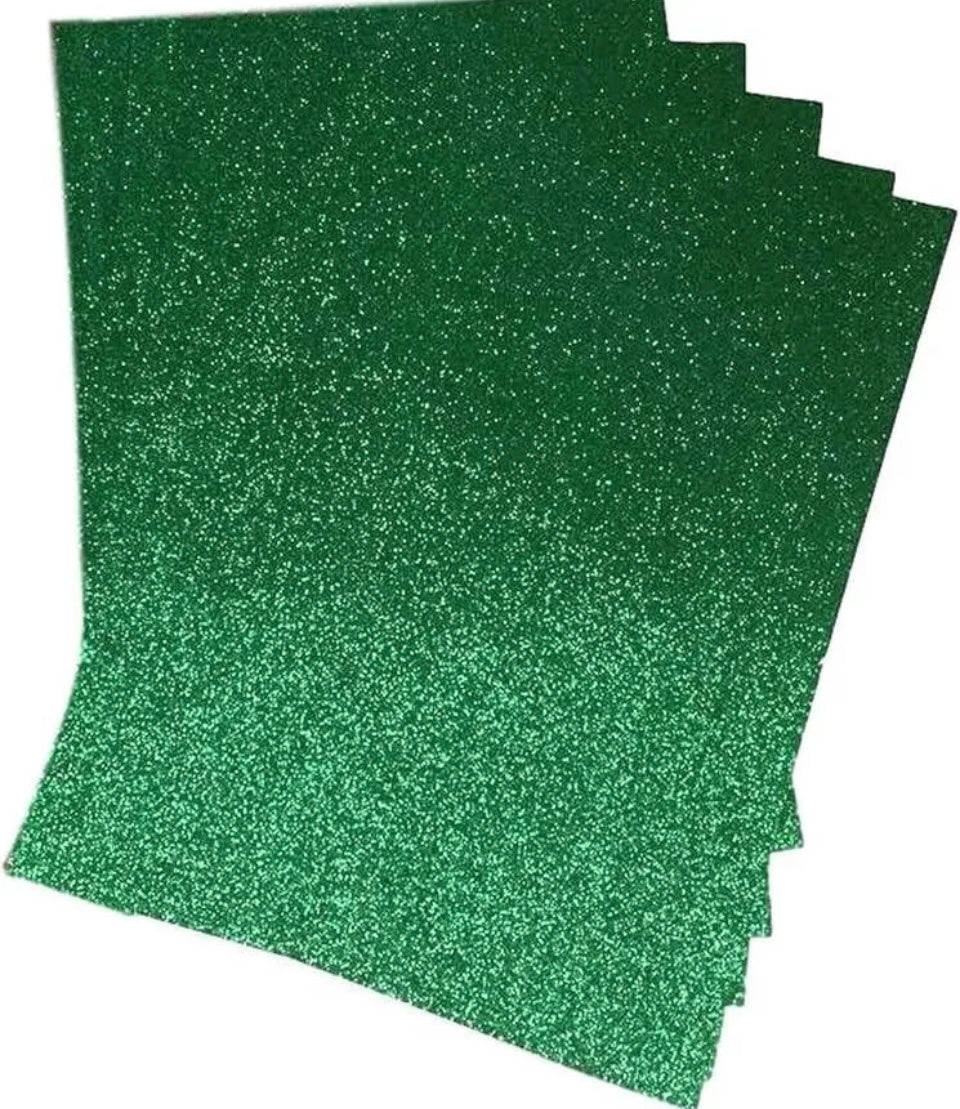 A4 Glitter Card Sparkly Soft Touch Non Shed 250gsm Pack of 10 Sheets (Green)
